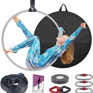 TESLANG Aerial Hoop, Lyra Hoop Set Stainless 85cm/90cm Single Point Hoops Circus for Beginners Professionals, Aerial Ring Kit with Rigging Carry Bag, Aerial Yoga Equipment, Will 660 LBS (300KG)