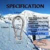 5 Inch 4 Inch Large Spring Snap Hooks, Ekunbuy Heavy Duty Rope Connector 304 Stainless Steel Hook Spring Clips Link Buckle 1/2 3/8 Clip for Hammock Swing Outdoor Travel - Image 2