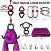 Aerial Silks Yoga Hammock Kit (11 Yards) Durable Silk Aerial Dance Flying Swing, Yoga Starter Kit for Home, Antigravity Inversion with Certified Hardware & Guide, for Adults/Kids All Levels - Image 3