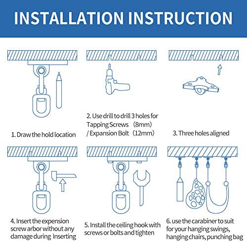 ROPECUBE 180°+ 360°Rotate Swing Hangers, 304 Stainless Steel for Maximum Load 1200lbs, Indoor Outdoor Swing Hardware for Tire Swing Kit Saucer Swing Playground Accessories Hammock Chair Swing (2PCS) - Image 5