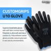 CUSTOMGRIPS BY SISO SAFETY Impact Resistant Work Gloves, Black Nylon Liner, Ultra-Thin Breathable Polyurethane (PU) Palm Coated Gloves, Superior Grip for Wet and Dry Environments [U10, Medium, 12 Pairs] - Image 3