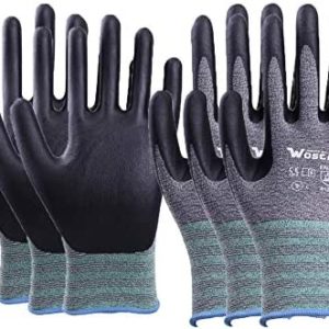 Wostar Working Gloves, 3Pairs Non-slip Gloves Coating Bare hand Sensitivity Gardening Gloves for Women and Men