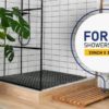ENKOSI Square Extra Large Square Shower Mat 31 x 31 inch for Shower Stall Floors Bathtubs Non Slip Firm Grip Bathroom Mat with Strong Suction Cups and Drain Holes (31x31 Gray) - Image 3