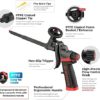 INTERTOOL Spray Foam Gun, Polyurethane Caulking Gun, Insulation Expanding Sealant Applicator, Fully PTFE Non-Stick Coated with Professional Comfort Grip STORM PT-0610 - Image 2