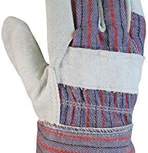 Blue Suede Cowhide Leather And Denim Large Work Gloves-Firm Grip-5023-72