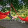 FLYINGVIVI Aerial Yoga Hammock Aerial Silk Fabric Yoga Swing for Antigravity Yoga Inversion Adult Kids Arial Door Yoga Swing Include Daisy Chain,Carabiner - Image 5