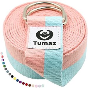 Tumaz Yoga Strap/Stretch Bands [15+ Colors, 6/8/10 Feet Options] with Extra Safe Adjustable D-Ring Buckle, Durable and Comfy Delicate Texture - Best for Daily Stretching, Physical Therapy, Fitness