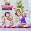 Yoga Mat Holder Wall Mount Yoga Mat Storage Home Gym Accessories with Wood Floating Shelves and 4 Hooks for Hanging Foam Roller and Resistance Bands at Fitness Class or Home Gym - Image 3