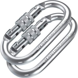 Climbing Carabiner – UIAA & CE Rated 25 kN 5620 LB – Heavy Duty Rugged Terrain Locking Carabiner Clip - Industrial Strength Carabiners - Climbing, Rigging, Ropes, Hammocks