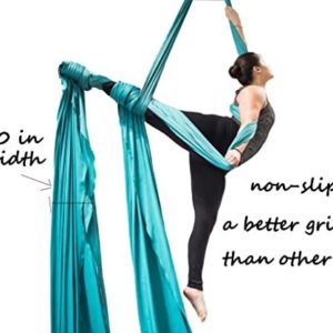 F.Life Aerial Silks for Aerial Acrobatic Dance 60in Wide (10 Yards) with The Equipment,Guide (Aqua)