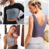 TASADA V-Neck Sports Bras for Women - Wirefree Padded Yoga Bra Running Workout Aesthetic Crop Tank Tops - Image 4