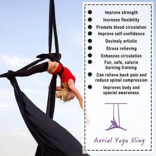 WWahuayuan 10M Premium Aerial Silks Equipment Yoga Pilates Swing Aerial Yoga Antigravity Hammock Trapeze for Acrobatic Dance,Air Yoga, Aerial Yoga Hammock - Image 6