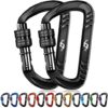 RHINO Produxs 2PCS of 12kN (2697 lbs) Heavy Duty Lightweight Locking Carabiner or Auto Locking Carabiner Clips, for Securing Pets, Outdoor, Camping, Hiking, Hammock, Dog Leash Harness, Keychains, Gym - Image 9