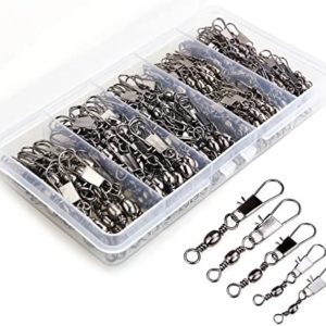 MOBOREST 200PCS Barrel Snap Swivel Fishing Accessories, Premium Fishing Gear Equipment with Ball Bearing Swivels Snaps Connector for Quick Connect Fishing Lures