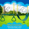 TURFEE 3 Pack Assorted Swing Set, Including 1 Gym Rings Trapeze Swing Bar and 2 Pcs Swings with Plastic Coated Chain, Swing Set Accessories Replacement for Kids Outdoor Play, Playground- Green - Image 2