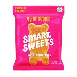 SmartSweets Fruity Gummy Bears, Candy with Low Sugar (4g), Low Calorie (110), No Artificial Sweeteners, Gluten-Free, Non-GMO, Healthy Snack for Kids & Adults, Variety of Flavors, 1.8oz (Pack of 12)