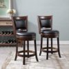 Ball & Cast Swivel Counter Height Barstool 24 Inch Seat Height Cappuccino Set of 2 - Image 7