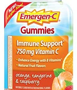 Emergen-C 750mg Vitamin C Gummies for Adults, Immune Support Gummies with B Vitamins, Gluten Free, Orange, Tangerine and Raspberry Flavors - 63 Count