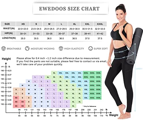 Ewedoos Women's Yoga Pants with Pockets - Leggings with Pockets, High Waist Tummy Control Non See-Through Workout Pants - Image 6