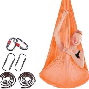 ROBDAE Aerial Yoga Swing Aerial Yoga Hammock Indoor Silk Anti-Gravity Yoga Stretch Free Knotted Buckle and Rope Yoga for Air Yoga Inversion Exercises (Color : Green, Size : 400x280cm)