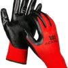 ACKTRA Nitrile Coated Safety WORK GLOVES 12 Pairs, WG003 Yellow/Black, Large - Image 2