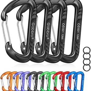 GABBRO Carabiner Clip Heavy Duty, 4 Pack 12Kn (2697 lbs) Heavy Duty Keychain Aluminum Wiregate Caribeaners for Keys, Hammock, Hiking, Dog Leash