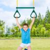 TURFEE 3 Pack Assorted Swing Set, Including 1 Gym Rings Trapeze Swing Bar and 2 Pcs Swings with Plastic Coated Chain, Swing Set Accessories Replacement for Kids Outdoor Play, Playground- Green - Image 7