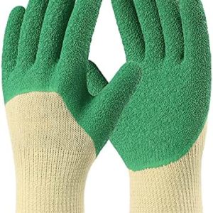 COOLJOB 3/4 Dipped Rubber Grip Work Gloves for Men Women Handling Boxes, Repairing Cars/Motorcycles, Non Slip Garden Yard Gloves for Grabbing, Digging, Planting or Weeding, 1 Pair Green XLarge