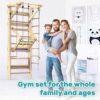 WEDANTA Wooden Swedish Ladder Wall Set – Kids Stall Bars for Exercise – Kids Swedish Gymnastic Wall Gym – Wood Stall Bar Gymnastics Playground – Best Gym for All Family - Image 6