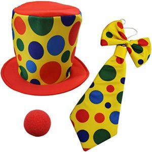 Clown Costume - Clown Hat , Jumbo Tie & Clown Nose - Clown Accessories by Funny Party Hats