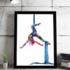 Aerial silks hammock hoop lyra yoga SET OF 9 - Aerial yoga - Silk yoga Print watercolor painting 5"x7" - Aerialist gift - Hoop lover gift - Image 2
