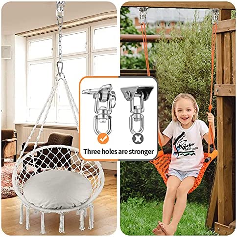 ROPECUBE 180°+ 360°Rotate Swing Hangers, 304 Stainless Steel for Maximum Load 1200lbs, Indoor Outdoor Swing Hardware for Tire Swing Kit Saucer Swing Playground Accessories Hammock Chair Swing (2PCS) - Image 7