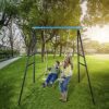 A-Frame Swing Stand Heavy Duty Metal Swing Frame Outdoor Hold up to 440lbs Fits for Most Swings,Saucer Swing Yoga Swing Stand, Sky Blue, 73 inches - Image 8