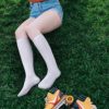 Senker 4 Pairs Women's Cotton Knee High Socks, Casual Solid Knit Knee Socks - Image 6