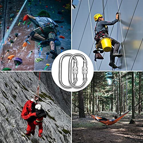 Paliston 25kN O Shape Steel Climbing Carabiner Oval Locking Carabiner for Rock Climbing Hammock Aerial Dance and Swing Set - Image 5
