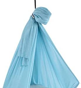396.00g Yoga Hammock, Nylon Durable Elastic Breathable 25KN Aerial Yoga Hammock with Daisy Chains O Ring for Body Firming Aerial Yoga(Light blue)
