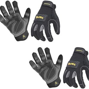Men Work Gloves, Men Leather Gardening Gloves, 2 Pairs High Performance Working Gloves for Yard Work, Warehouse Job, Home Improvement, Flexible Breathable Design, Non-Slip Rough Grip (Large)