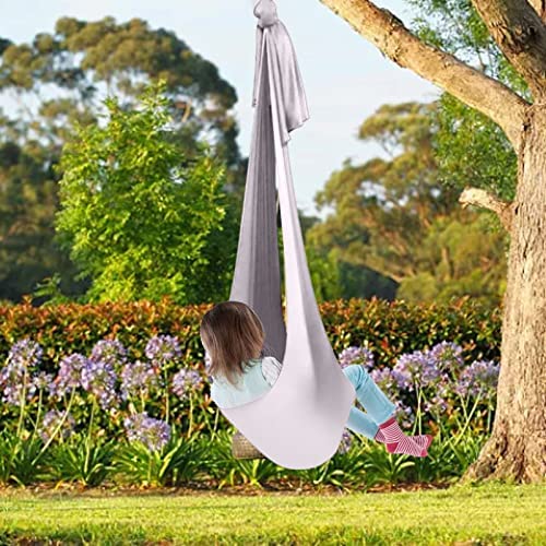 FTVOGUE Aerial Yoga Hammock 39.4 x 110.2inch Safe Breathable Relieve Pain Children's Elastic Hammock for Yoga Children Use Yoga Inversion Exercises(Grey) - Image 2