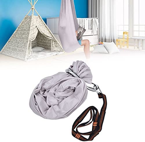 FTVOGUE Aerial Yoga Hammock 39.4 x 110.2inch Safe Breathable Relieve Pain Children's Elastic Hammock for Yoga Children Use Yoga Inversion Exercises(Grey) - Image 9