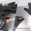 DEX FIT Level 5 Cut Resistant Gloves Cru553, 3D Comfort Stretch Fit, Power Grip, Durable, Thin, Touchscreen, Washable, Black Grey L (9) 1 Pair - Image 3