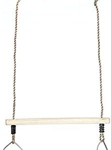 PLAYBERG Kids Trapeze Swing Bar with Rings with Hanging Ropes, Beige (QI003372)