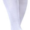 3 Pairs Womens Cotton Knee High Socks, Causal Soild Stripe Tube Knee Socks - Image 6