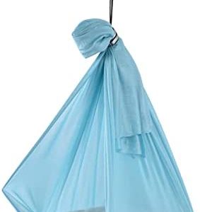 Pinsofy Yoga Hammock, Soft Durable Elastic Yoga Swing Aerial Kit Sturdy Nylon 25KN Transparent with Daisy Chains O for Body Firming for Aerial Yoga(Light Blue)