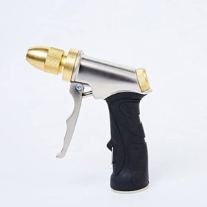 Garden Hose Nozzle, 100% Heavy Duty Metal Spray Nozzle High Pressure Water Nozzle with 4 Patterns for Watering Garden, Washing Cars and Showering Pets - Full Brass Nozzle + ABS Non-Slip Grip
