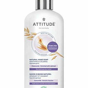 ATTITUDE Natural Hand Soap for Sensitive Skin, Dermatologist-tested & Hypoallergenic, Vegan & Cruelty-free, Chamomile, 16 Fl Oz