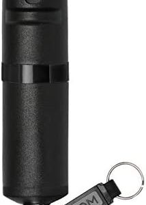 POM Pepper Spray Flip Top Snap Hook - Maximum Strength OC Spray Self Defense - Tactical Compact & Safe Design - Quick Key Release - 25 Bursts & 10 ft Range - Accurate Stream Pattern