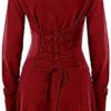 Womens Renaissance Costumes Hooded Robe Lace Up Vintage Pullover High Low Long Hoodie Dress - Image 2