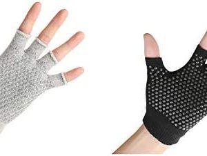 YL TRD V 2 Packs of Non Slip Fingerless Yoga Gloves Exercise Gloves Workout Gloves