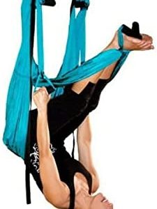 JIANWEI Aerial Yoga Hammock Anti-Gravity Flying Swing Aerial Silks Yoga Pilates Set, Antigravity Acroba t Flying Sling Set for Inversion Therapy, for Pilates Body Shaping(Sky Blue)