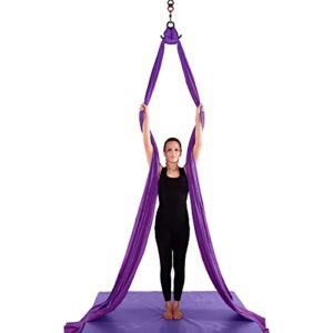 Aerial Yoga Hammock - Premium Aerial Silk Yoga Swing for Antigravity Yoga Inversion Exercises - Extension Straps, Improved Flexibility & Core Strength with Extension Straps, Cabiners, and Pose Guide